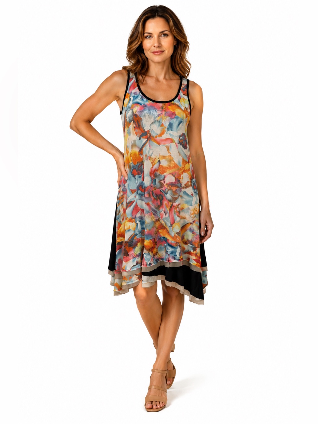Nwt Wlove Paris Sleeveless Quirky Dress. Multicolored Small.